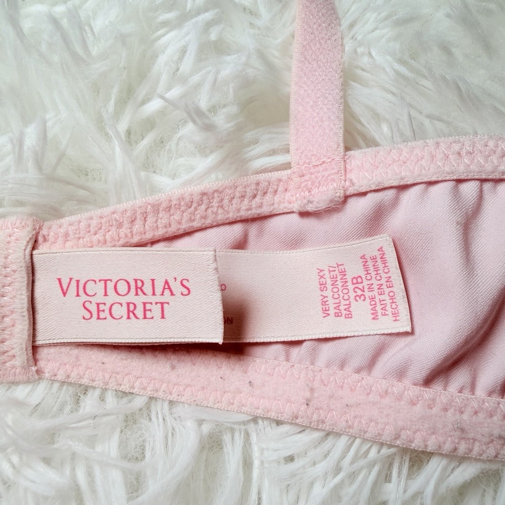 Victoria's Secret Very Sexy Pink Rhinestone Balconette Bra 32B Y2K - Picture 15 of 16